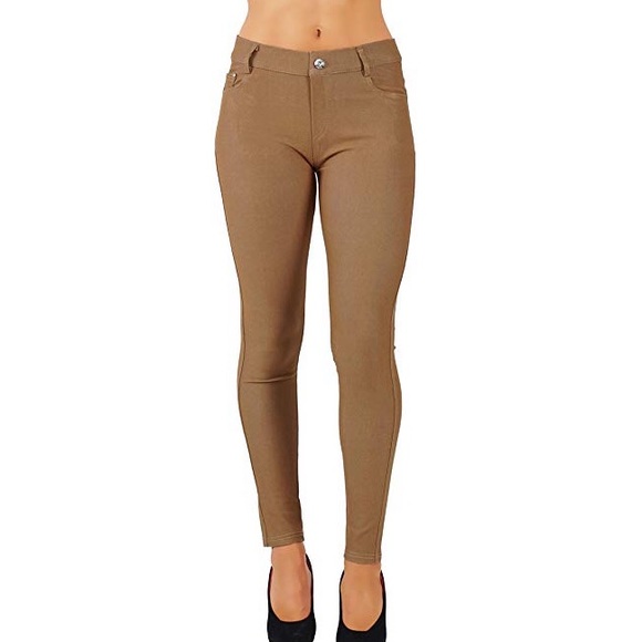 Khaki tan color long jeggings - Picture 2 of 4